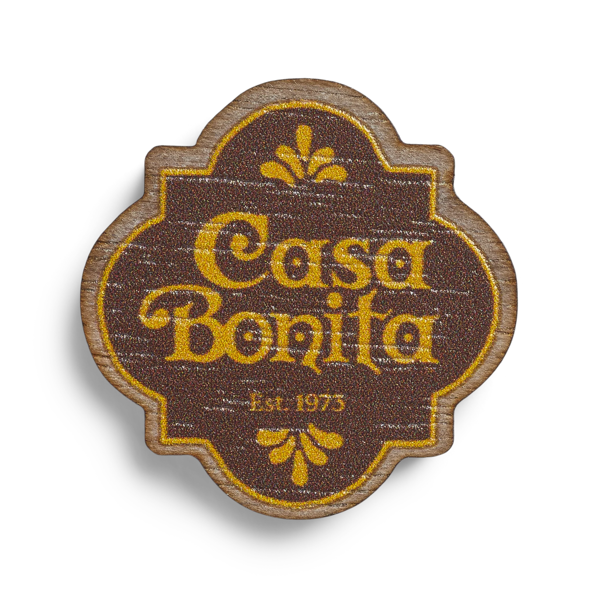 Casa Bonita Brown Shield Wooden Pin