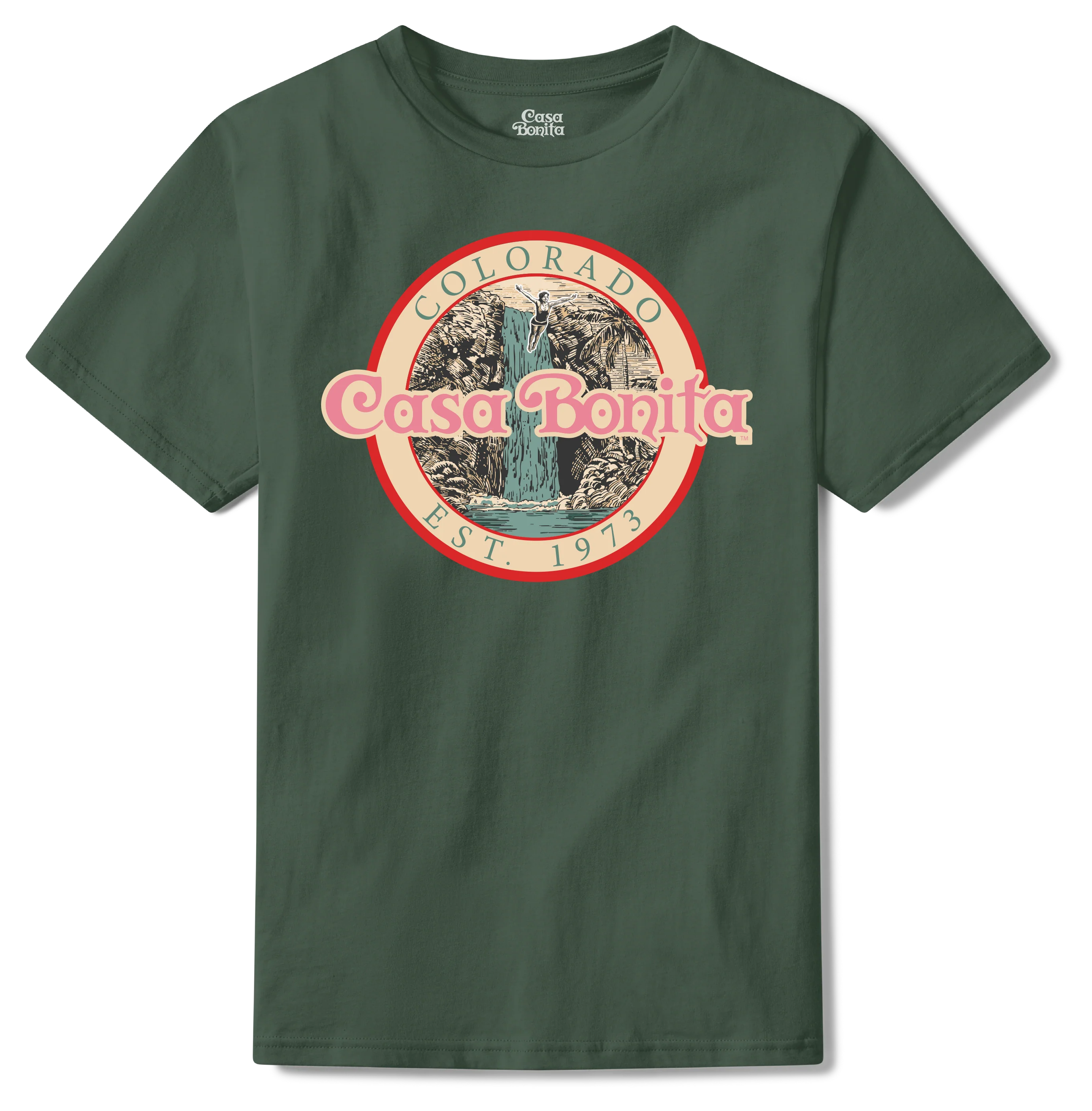 Casa Bonita Hunter Green Vintage Waterfall T-Shirt
