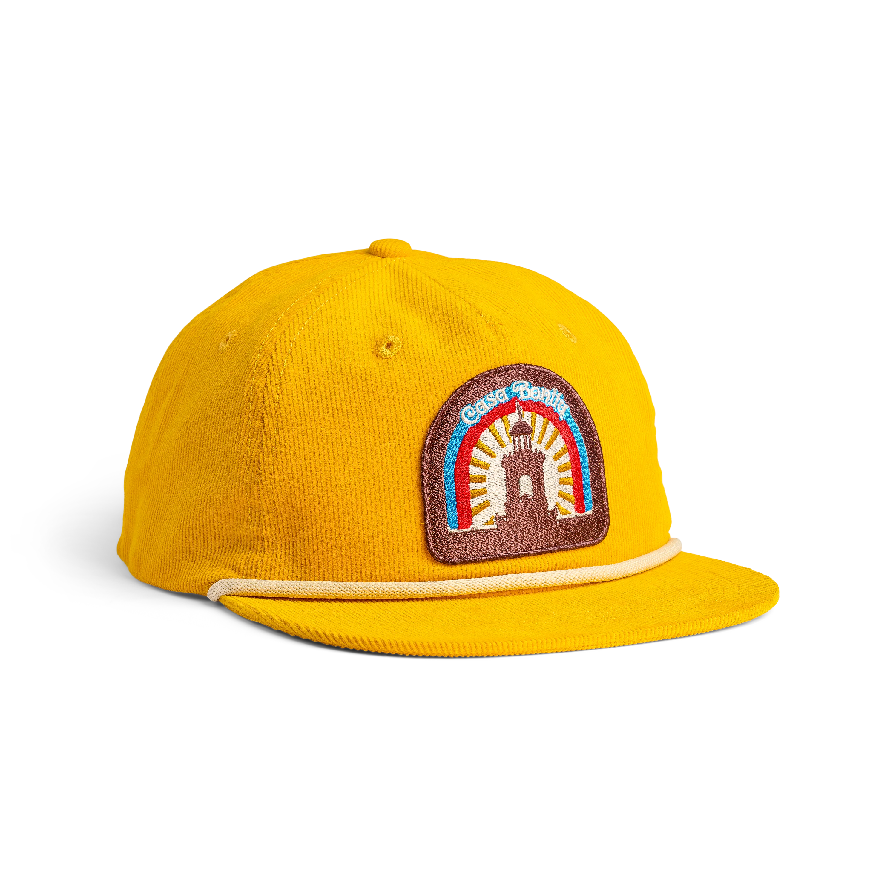 Casa Bonita Mustard Corduroy Sunrise Tower Flat Brim Hat