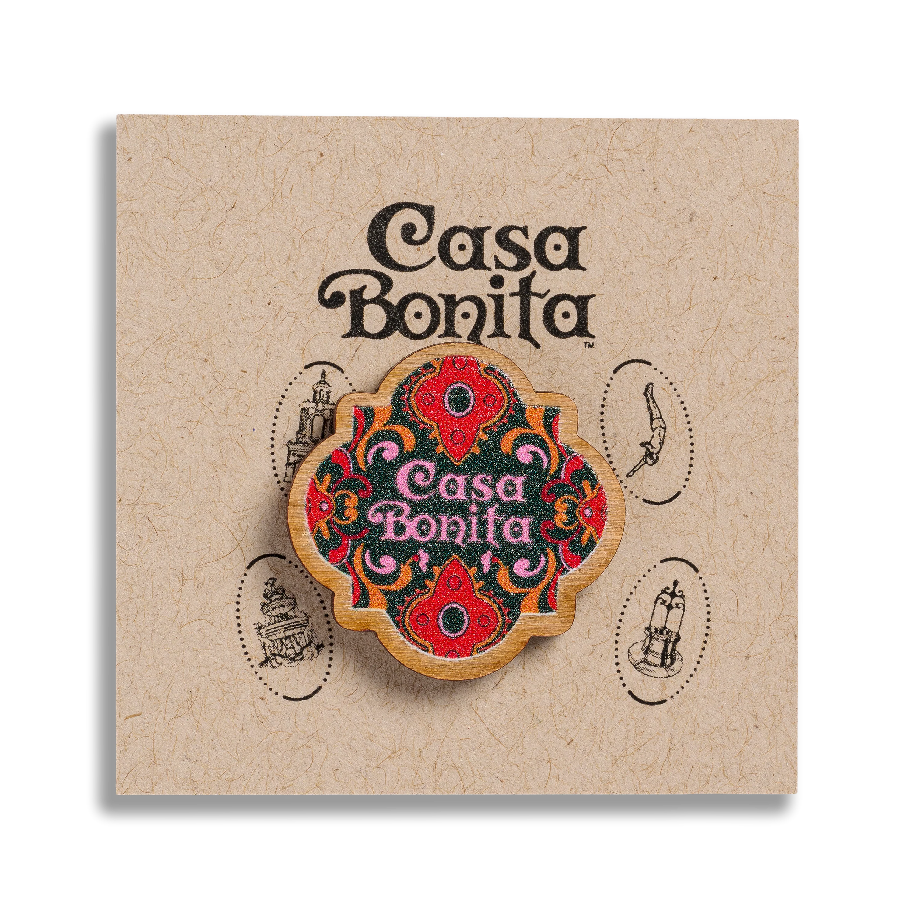 Casa Bonita Sopaipilla Flag Wooden Pin