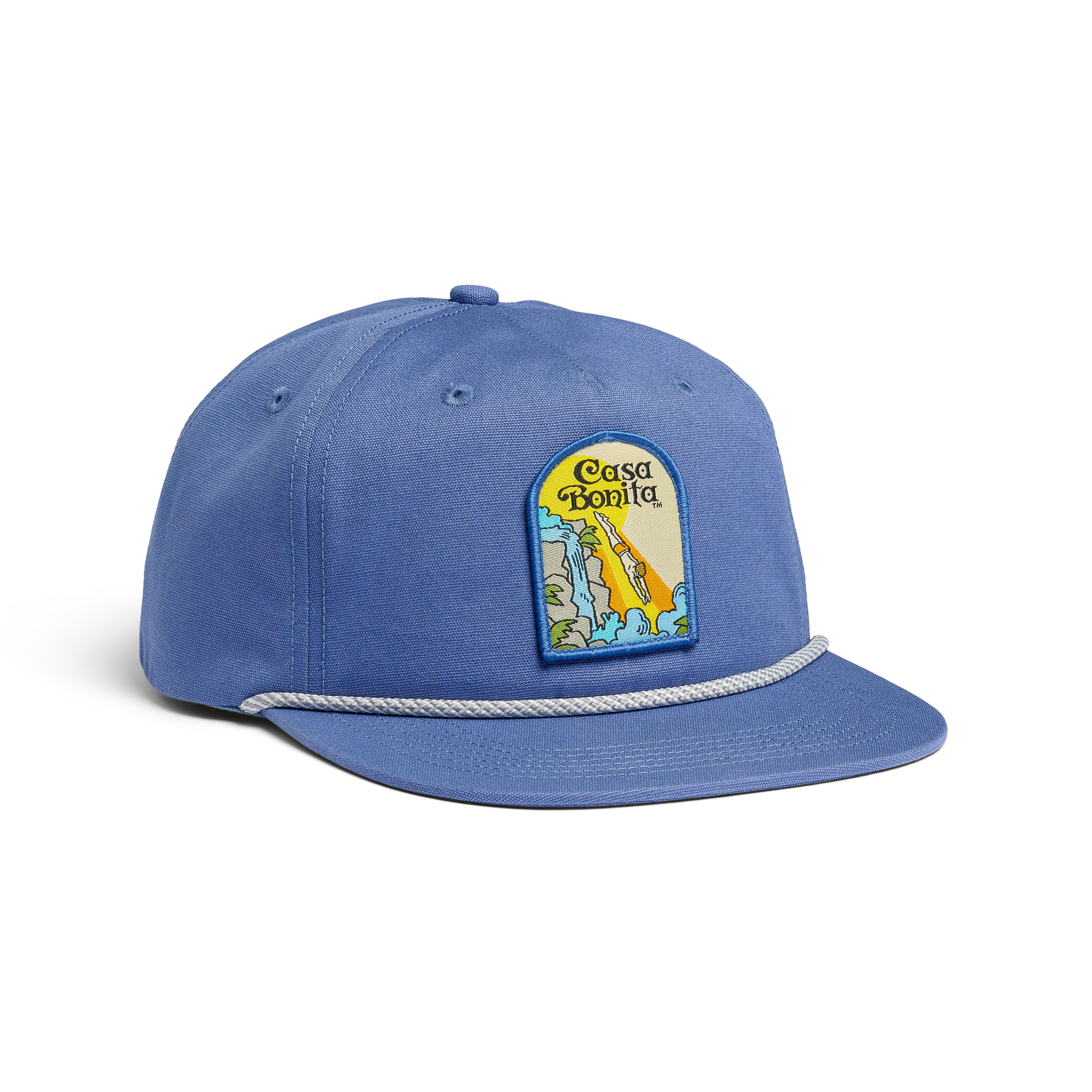 Casa Bonita Teal Blue Retro Diver Flat Brim Hat