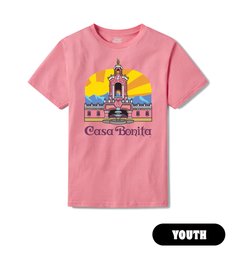 Casa Bonita Youth Pink Retro Tower T-Shirt