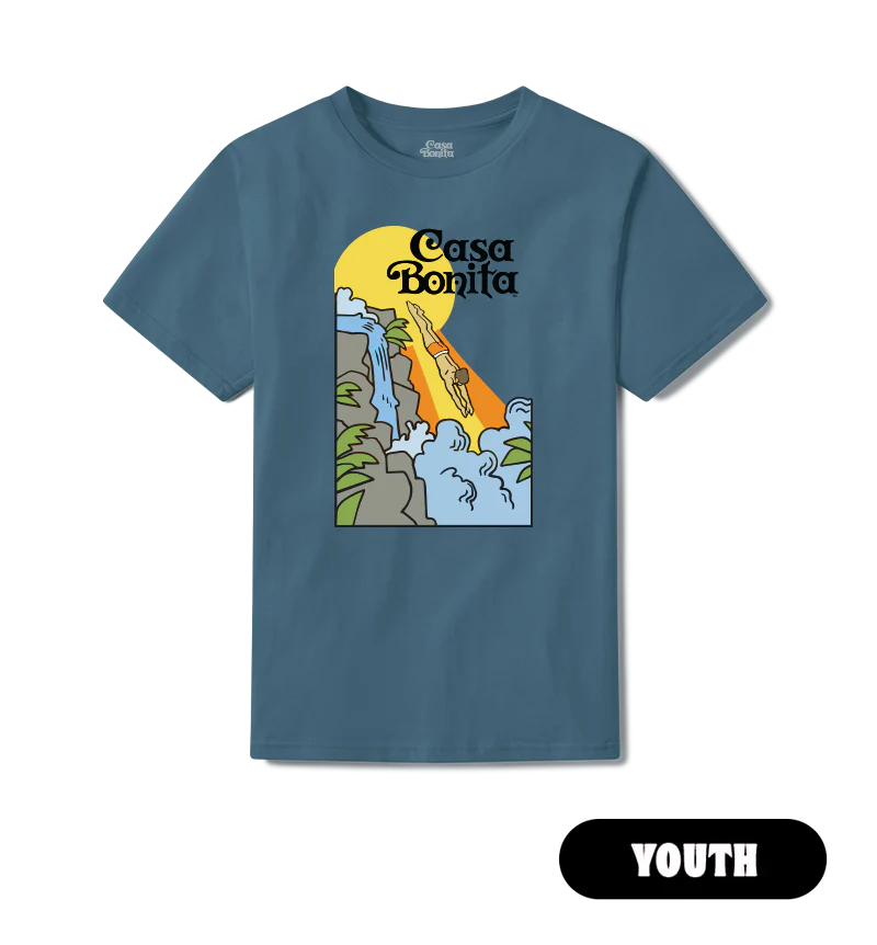 Casa Bonita Youth Teal Blue Retro Diver T-Shirt